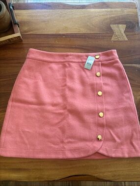 LOFT Coral Pink Button-Accent Mini Skirt